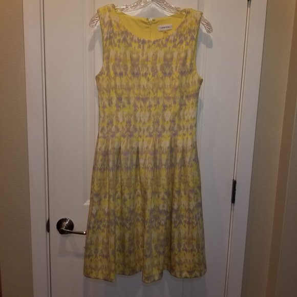 Calvin Klein Dresses Calvin Klein Scuba Sleeveless Yellow Lavender